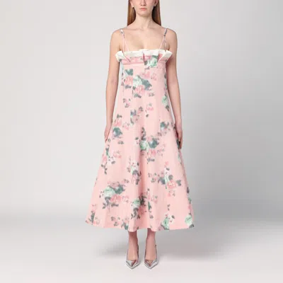 Philosophy Pink Taffeta Midi Dress With Ruffles