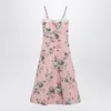 Philosophy Di Lorenzo Serafini Pink Taffeta Midi Dress With Ruffles In Pink