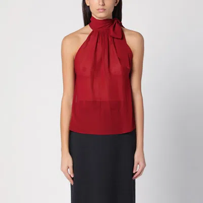 Philosophy Red Georgette Top With Bow In 红色的