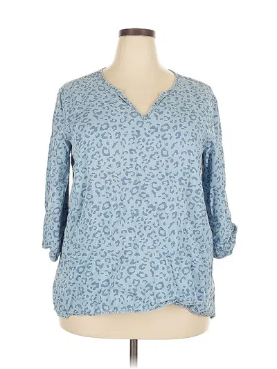 Pre-owned Philosophy Republic Clothing 3/4 Sleeve Blouse In Blue