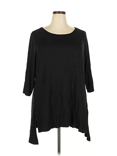 Philosophy Republic Clothing 3/4 Sleeve Top Black Boatneck Tops