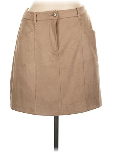 Pre-owned Philosophy Republic Clothing Faux Leather Skirt In Tan