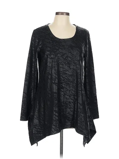 Philosophy Republic Clothing Long Sleeve Top Black Scoop Neck Tops