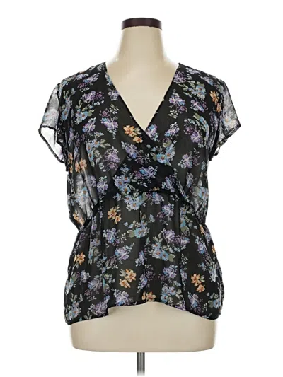 Pre-owned Philosophy Republic Clothing Short Sleeve Blouse In Black