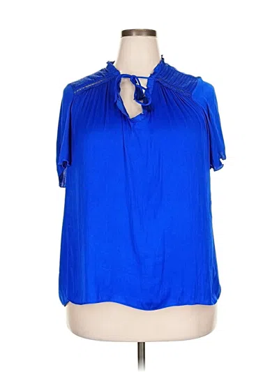 Pre-owned Philosophy Republic Clothing Short Sleeve Blouse In Blue