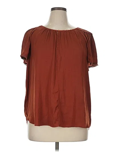 Pre-owned Philosophy Republic Clothing Short Sleeve Blouse In Brown