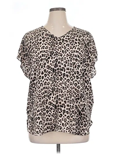 Pre-owned Philosophy Republic Clothing Short Sleeve Blouse In Tan
