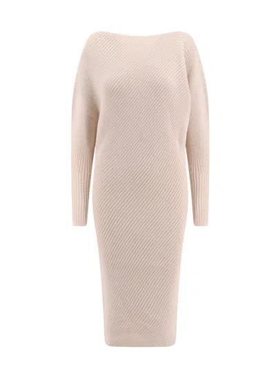 Philosophy Ribbed Wool Dress In Neutral