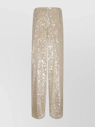 Philosophy Di Lorenzo Serafini Sequin Wide-leg Trousers Elastic Waistband In Neutrals