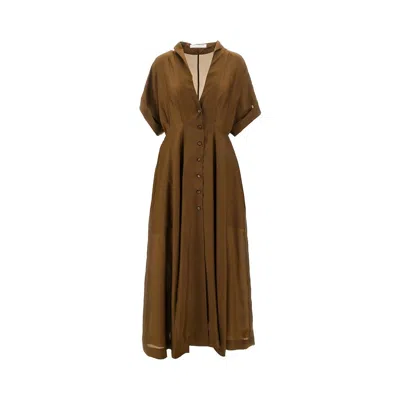 Philosophy Shed Habotai Silk Midi Dress In Brown