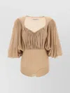 Philosophy Di Lorenzo Serafini Stretch Tulle Bodysuit With Gathered Detailing
