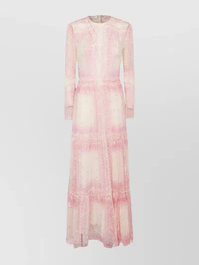 Philosophy Sheer Overlay Tiered Midi Dress In Pink