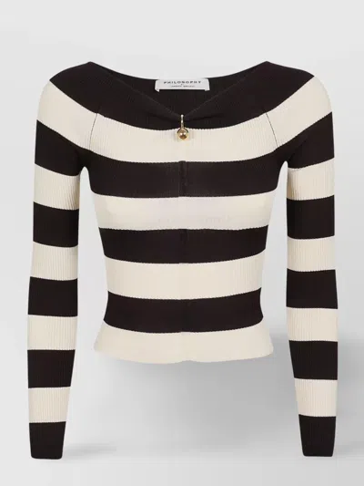 Philosophy Short Knitwear With Striped Pattern And Zip Detail In Multi
