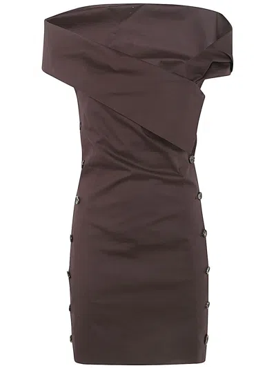 Philosophy Singke Shoulder Mini Dress In Brown