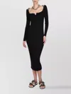 Philosophy Di Lorenzo Serafini Square Neckline Ribbed Texture Midi Dress