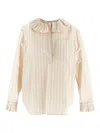 Philosophy Di Lorenzo Serafini Ruffled Striped Shirt In Cream