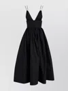 Philosophy Di Lorenzo Serafini Taffeta Midi Dress With V-neck And Pockets In Black