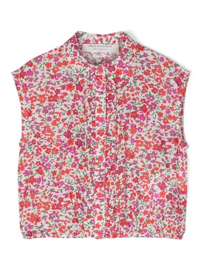 Philosophy Top Con Stampa Fiori In Red