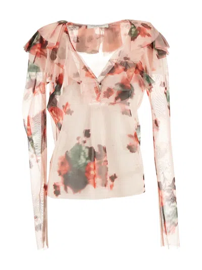 Philosophy Transparent Floral Blouse In Pink
