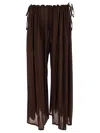 Philosophy Di Lorenzo Serafini Sheer Wide Leg Trousers With Drawstring Detail In Brown