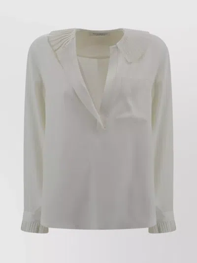 Philosophy V-neck Shirt French Collar In White