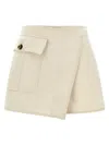 Philosophy Di Lorenzo Serafini Canvas Skort With Asymmetrical Button Detail In White