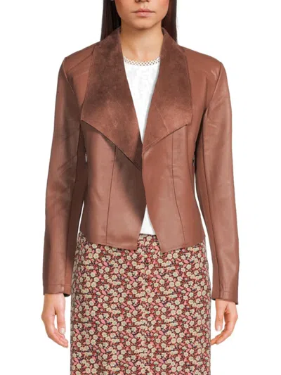 Philosophy Women's Open Front Faux Leather Jacket In Clove
