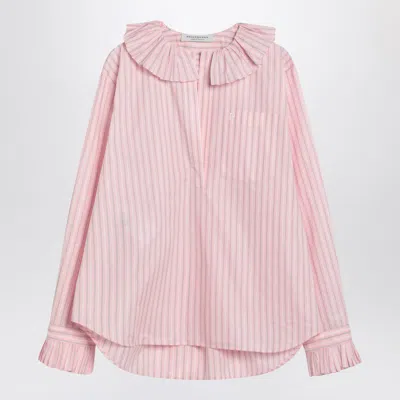 Philosophy Women's Pink Striped Blouse With Ruffles