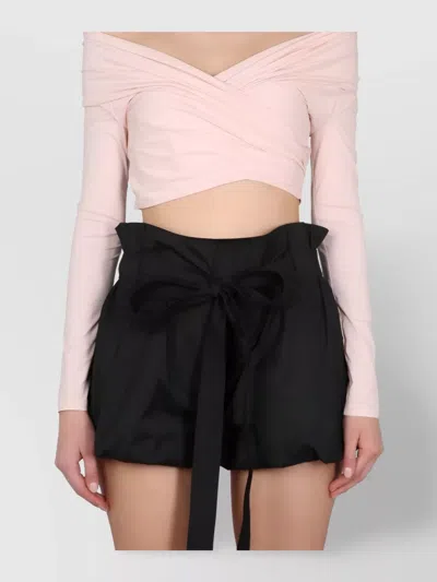 Philosophy Di Lorenzo Serafini Wrap Detail Off-shoulder Crop Top In Black