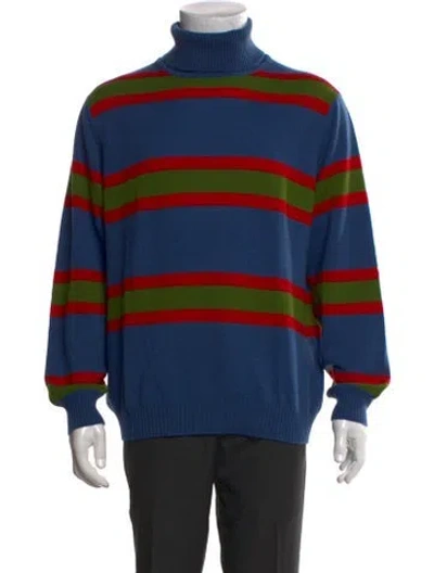 Pre-owned Phineas Cole Cashmere Striped Pullover In Blue