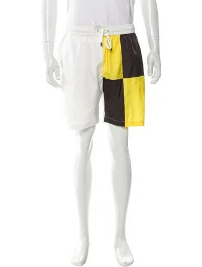 Pre-owned Phineas Cole Colorblock Pattern Swim Trunks In Yellow