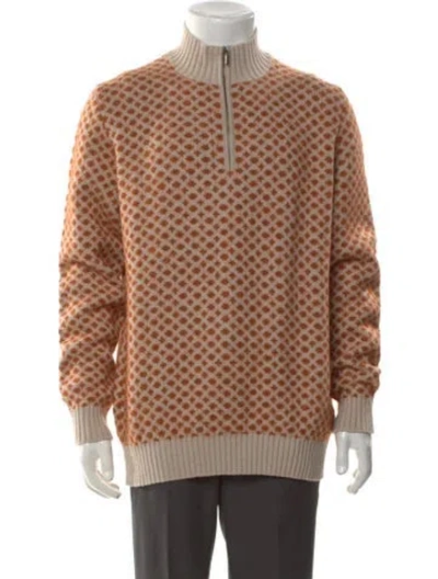 Pre-owned Phineas Cole Printed Mock Neck Pullover In Brown