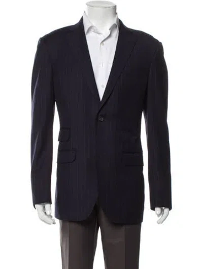 Pre-owned Phineas Cole Wool Striped Blazer In Blue