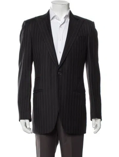 Pre-owned Phineas Cole Wool Striped Overcoat In Brown