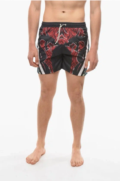Phipps Dragon-print Recycled-fibre Swimshorts In Red