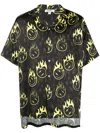 Phipps Oversized Smiley-print Bowling Shirt In Schwarz
