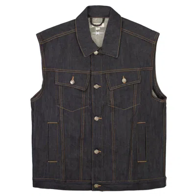 Phipps Sleeveless Raw Indigo Denim Jacket In Blue