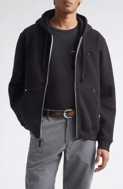 Phipps Stud Cotton Blend Fleece Zip Hoodie In Black