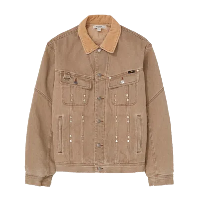 Phipps Stud Denim Jacket Beige In Sand