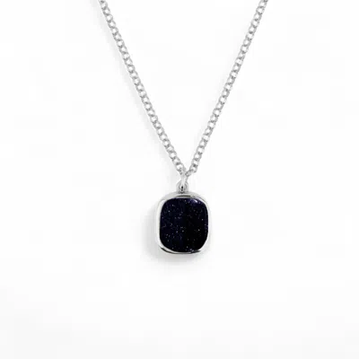 Phira London Men's Blue / Silver Blue Goldstone Silver Square Pendant In Multi