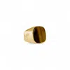 Phira London Men's Brown / Gold Tiger Eye Gold Signet Ring - S In Multi