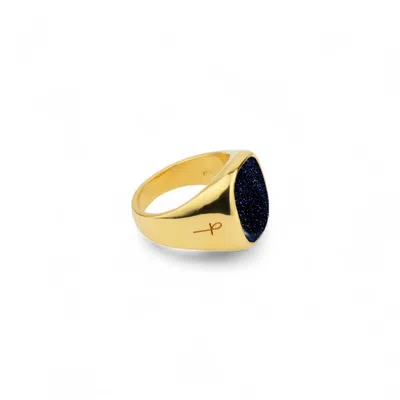 Phira London Men's Gold / Blue Blue Goldstone Signet Gold - S In Multi
