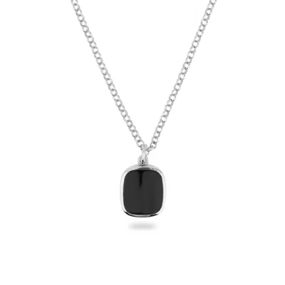 Phira London Men's Silver / Black Silver Black Onyx Square Pendant In Multi