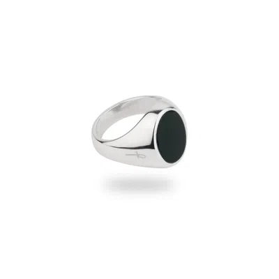 Phira London Men's Silver / Green / Red Silver Green Bloodstone Oval Signet Ring