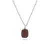 Phira London Men's Silver / Red Silver Carnelian Square Stone Pendant In Multi