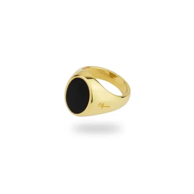 Phira London Women's Gold Black Onyx Oval Signet Ring