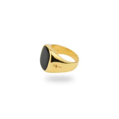 Phira London Women's Gold Black Onyx Square Signet Ring