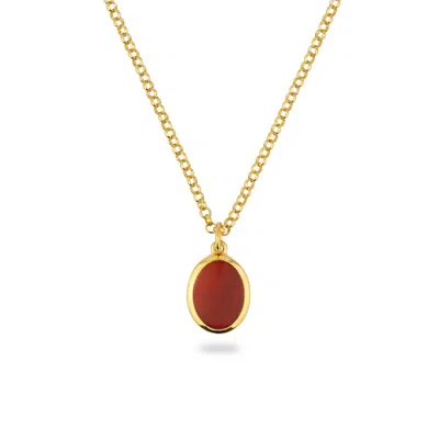 Phira London Women's Gold Carnelian Oval Pendant