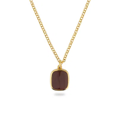 Phira London Women's Gold Carnelian Square Pendant