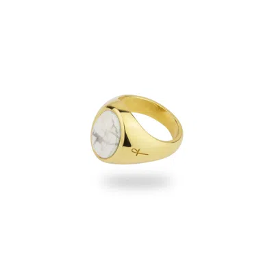 Phira London Women's Gold / White Gold White Howlite Oval Signet Ring In Multi